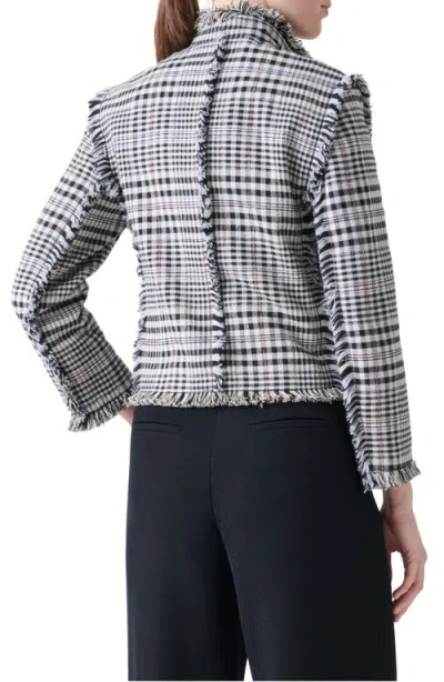 Akris Punto Check Fringe Trim Crop Jacket