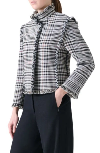 Akris Punto Check Fringe Trim Crop Jacket