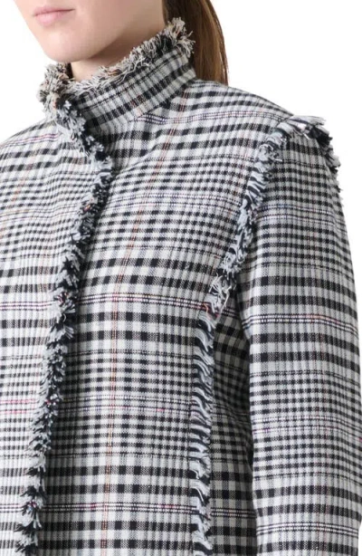 Akris Punto Check Fringe Trim Crop Jacket