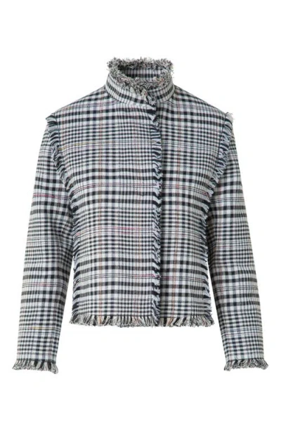 Akris Punto Check Fringe Trim Crop Jacket