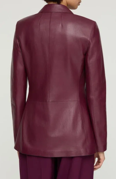 Lafayette 148 Nappa Leather Pocket Fitted Blazer In Purple
