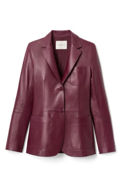 Lafayette 148 Nappa Leather Pocket Fitted Blazer In Purple