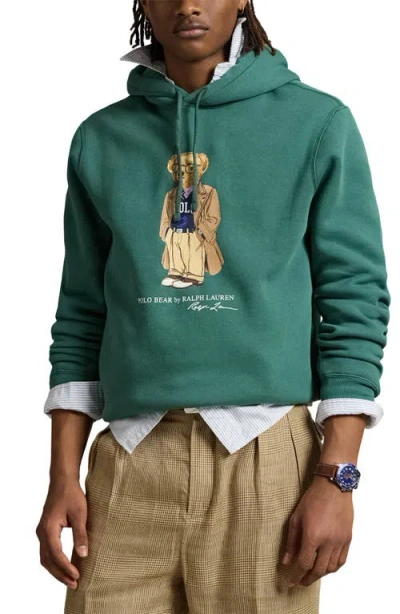 Polo Ralph Lauren Green Hoodie With Drawstring Hood And Logo Print On The Front In Cotton Blend Man In Green
