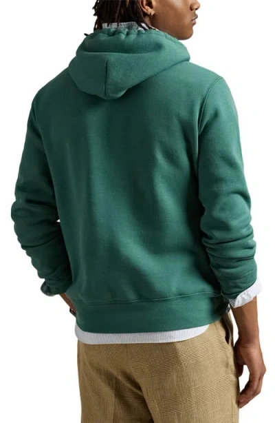 Polo Ralph Lauren Green Hoodie With Drawstring Hood And Logo Print On The Front In Cotton Blend Man In Green