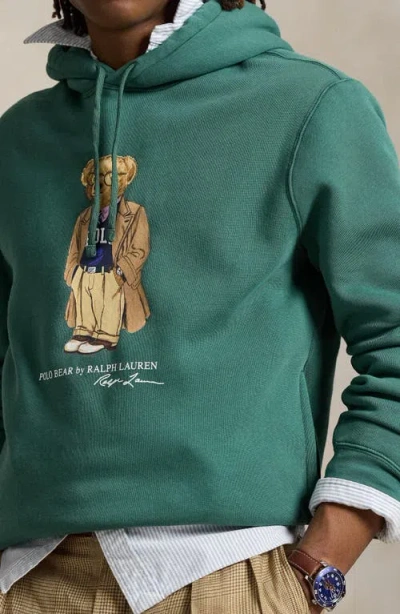 Polo Ralph Lauren Green Hoodie With Drawstring Hood And Logo Print On The Front In Cotton Blend Man In Green