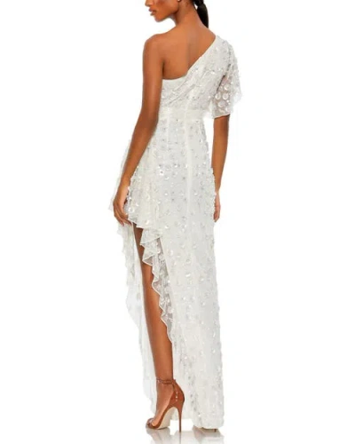Mac Duggal One-shoulder Beaded 3d Embellishments Gown