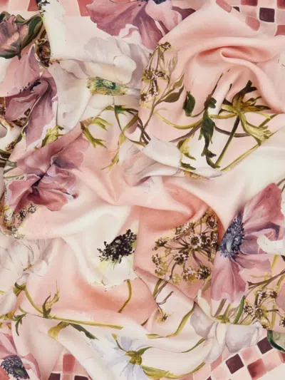 Ferragamo Flowersa-print Silk Scarf In Pink