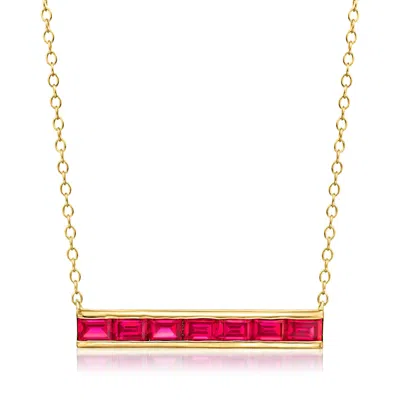 Rs Pure By Ross-simons Lab-grown Ruby Bar Necklace In 18kt Gold Vermeil