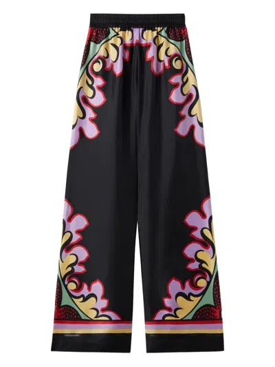 La Doublej La Double J Silk Twill Palazzo Pants With Relaxed Leg Design In Multi