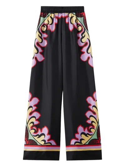 La Doublej La Double J Silk Twill Palazzo Pants With Relaxed Leg Design In Multi