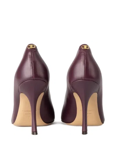 Ferragamo Pointed-toe Heeled Pumps In Burgundy