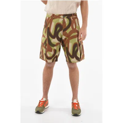 Dsquared2 Camouflage Pattern Cargo Shorts With Elastic Waistband