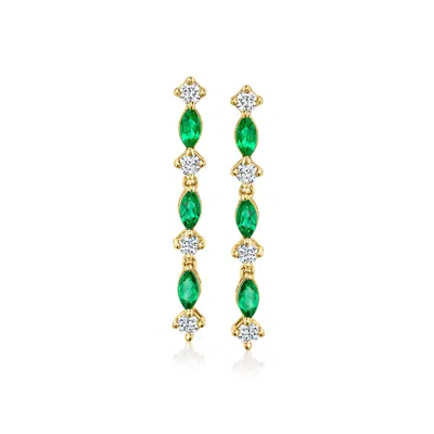 Rs Pure By Ross-simons Lab-grown Emerald And . Lab-grown Diamond Drop Earrings In 18kt Gold Vermeil