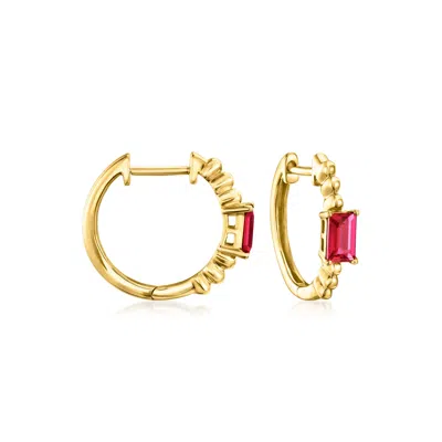 Rs Pure By Ross-simons Lab-grown Ruby Hoop Earrings In 18kt Gold Vermeil