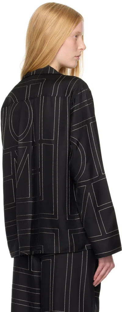 Totême Toteme Monogram Silk Twill Pajama Shirt In Black
