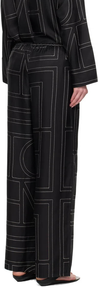 Totême Toteme Women Silk Trousers With Monogram Logo Embroidery In Multi