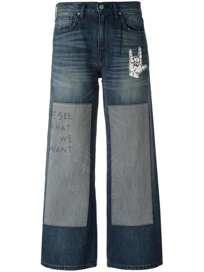 Shop Sandrine Rose Embroidered Patchwork Jeans In Blue