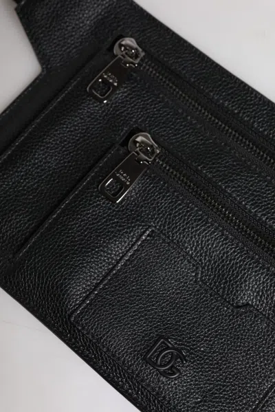 Dolce & Gabbana Black Calfskin Leather Messenger Crossbody Bag