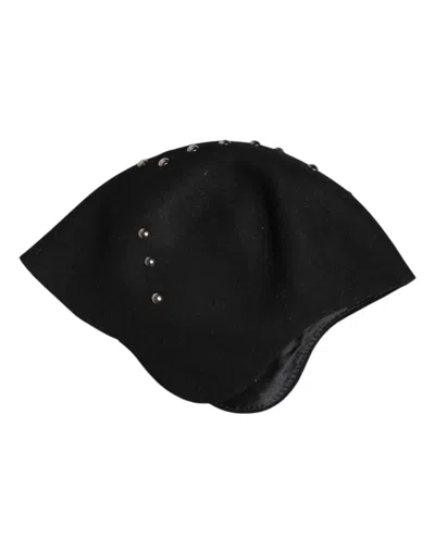 Dolce & Gabbana Black Wool Multicolor Embellished Cloche Hat In Black