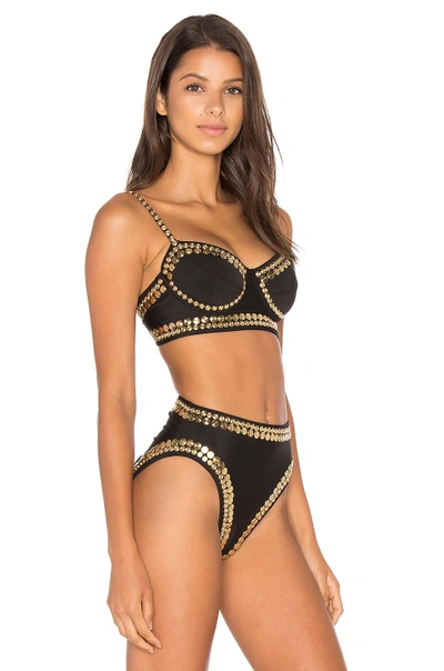 Shop Norma Kamali Underwire Bikini Top In Black & Gold