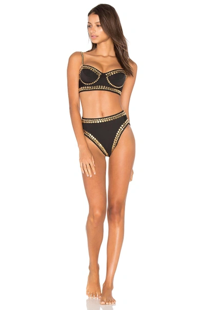Shop Norma Kamali Underwire Bikini Top In Black & Gold