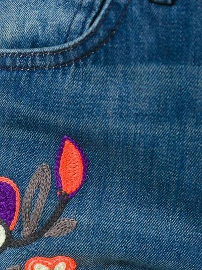 Shop Sandrine Rose Floral Embroidered Cropped Jeans - Blue