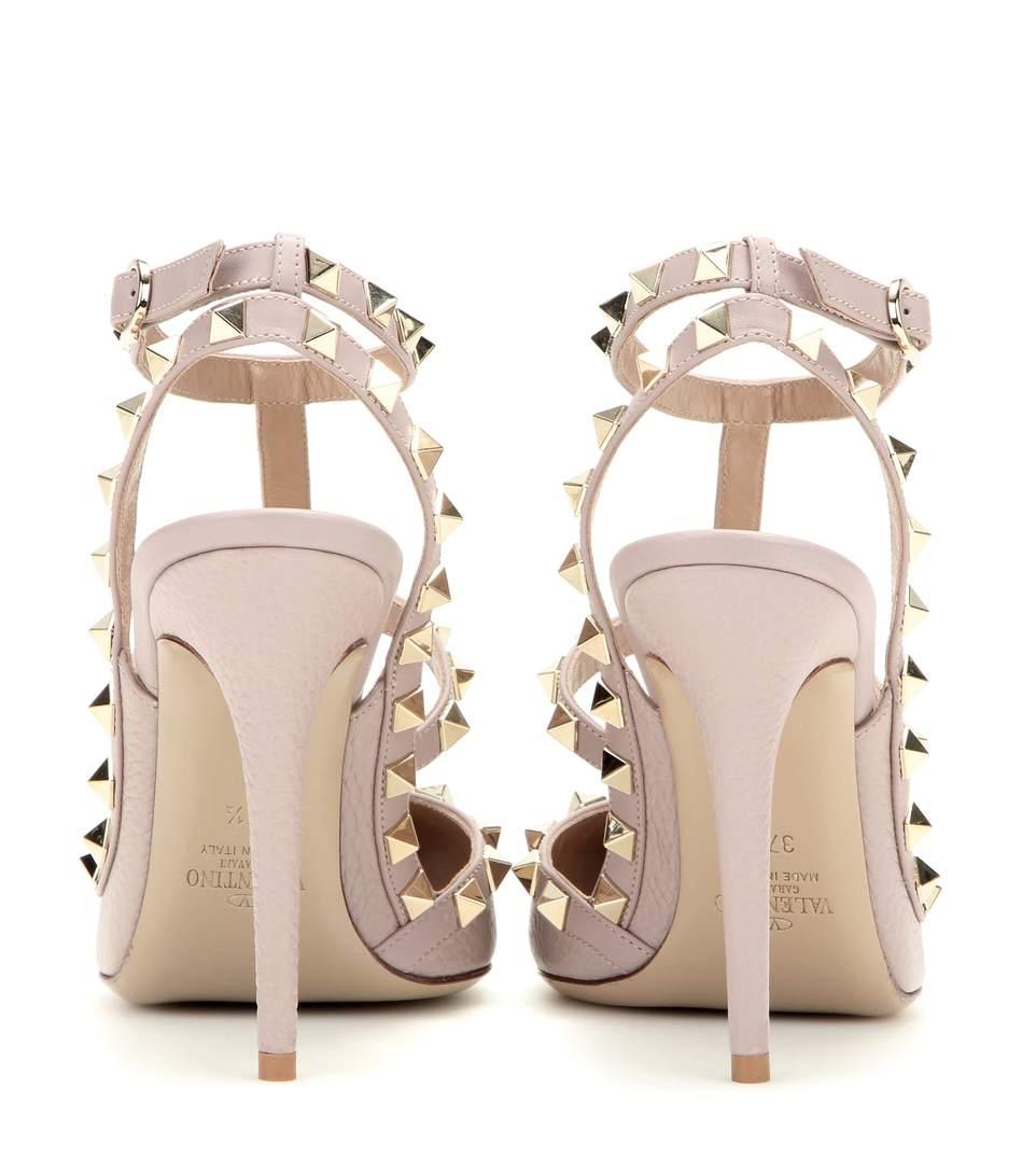 rockstud ankle strap pump with tonal studs 100 mm