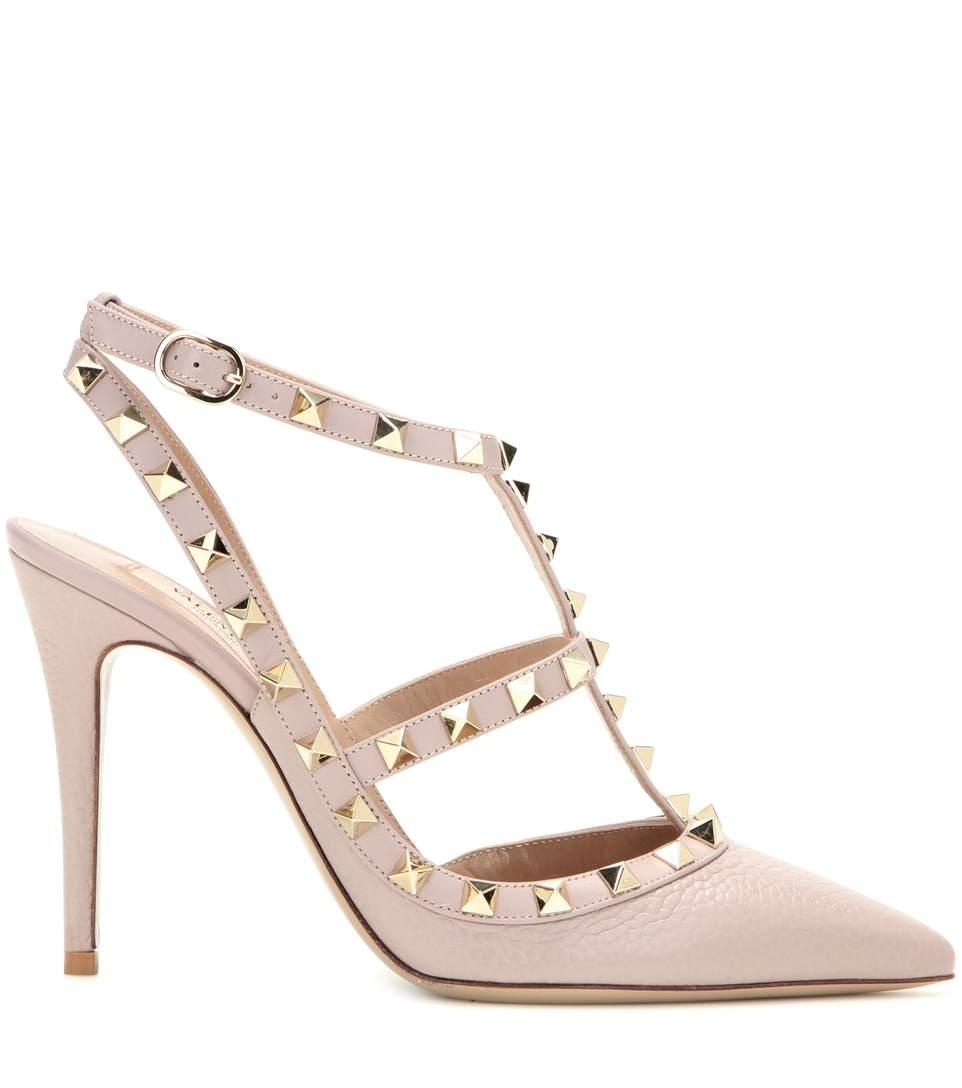 rockstud ankle strap pump with tonal studs 100 mm