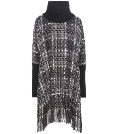 Dolce & Gabbana Wool, Cashmere And Cotton-blend Poncho In Black