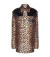 GIVENCHY Leopard Print Leather Trim Jacket