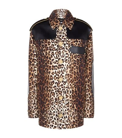 Shop Givenchy Leopard Print Leather Trim Jacket