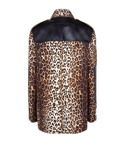 Shop Givenchy Leopard Print Leather Trim Jacket