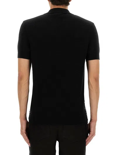 Balmain Monogram Pattern Polo With Classic Collar In Black