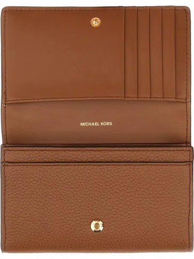 Michael Kors Textured Pebbled Leather Wallet In Brown