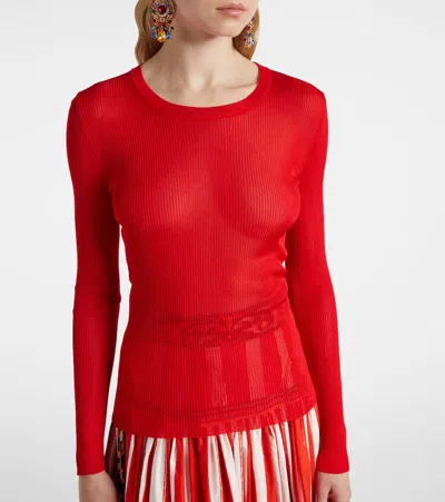 Dolce & Gabbana Red Wool Knit Round Neck Pullover Sweater In Red