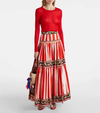 Dolce & Gabbana Red Wool Knit Round Neck Pullover Sweater In Red