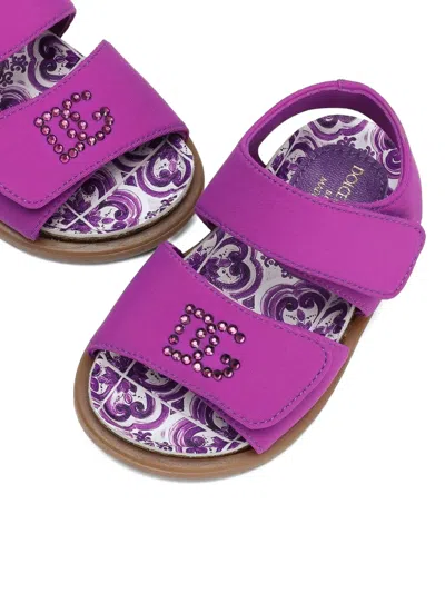 Dolce & Gabbana Logo-embellished Sandals In Purple