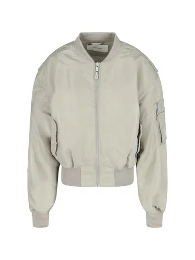 Entire Studios Grey Satin Bomber Jacket - Unisex - Nylon/polyester In Neutral