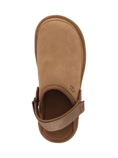 Ugg Suede Slip-on Mules With Adjustable Back Strap In Brown