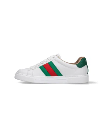 Gucci Ace Leather Low-top Sneakers In Animal Print
