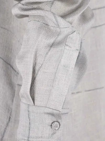 Giorgio Armani Printed Silk Satin Shirt In Grey