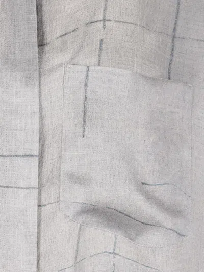 Giorgio Armani Printed Silk Satin Shirt In Grey