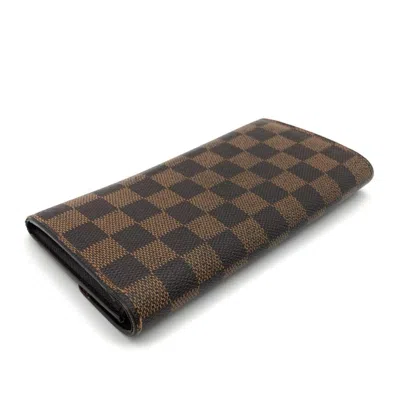Pre-owned Louis Vuitton Brown Damier Canvas Ebene Damier Canvas Long Wallet (bi-fold) ()