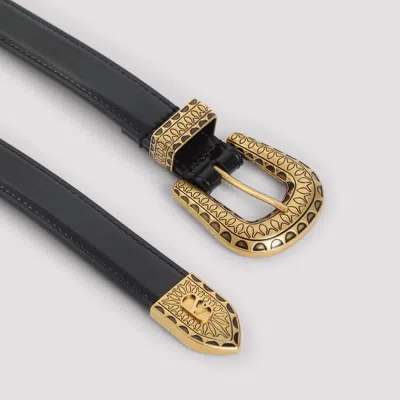 Valentino Black Vlogo Signature Brushed Calfskin Belt In Black