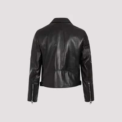 Alexander Mcqueen Grained Lamb Leather Biker Jacket In Black