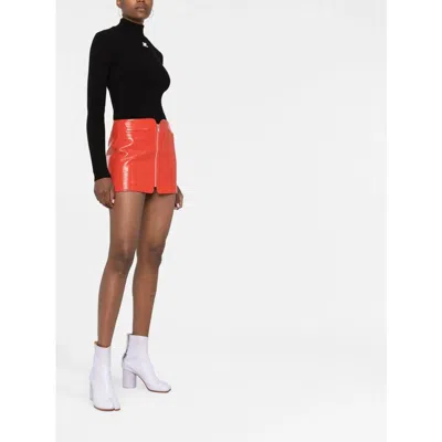Courrèges Black Reedition Rib Knit Mock Neck Sweater