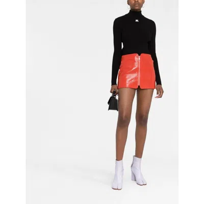 Courrèges Black Reedition Rib Knit Mock Neck Sweater