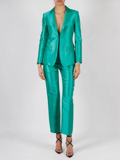 Alberta Ferretti Mikado Tailored Blazer Blazer Green