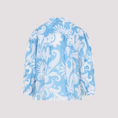 Etro Loose-fit Cotton Shirt With V-neck And Floral Pattern