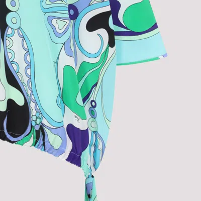 Pucci Orchidee Green And Lilac Silk Blouse